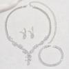 4PC Women's Fashion Leaf Necklace Earrings Bracelet Zircon Set Suitable for Wedding, Party, Festival Gifts