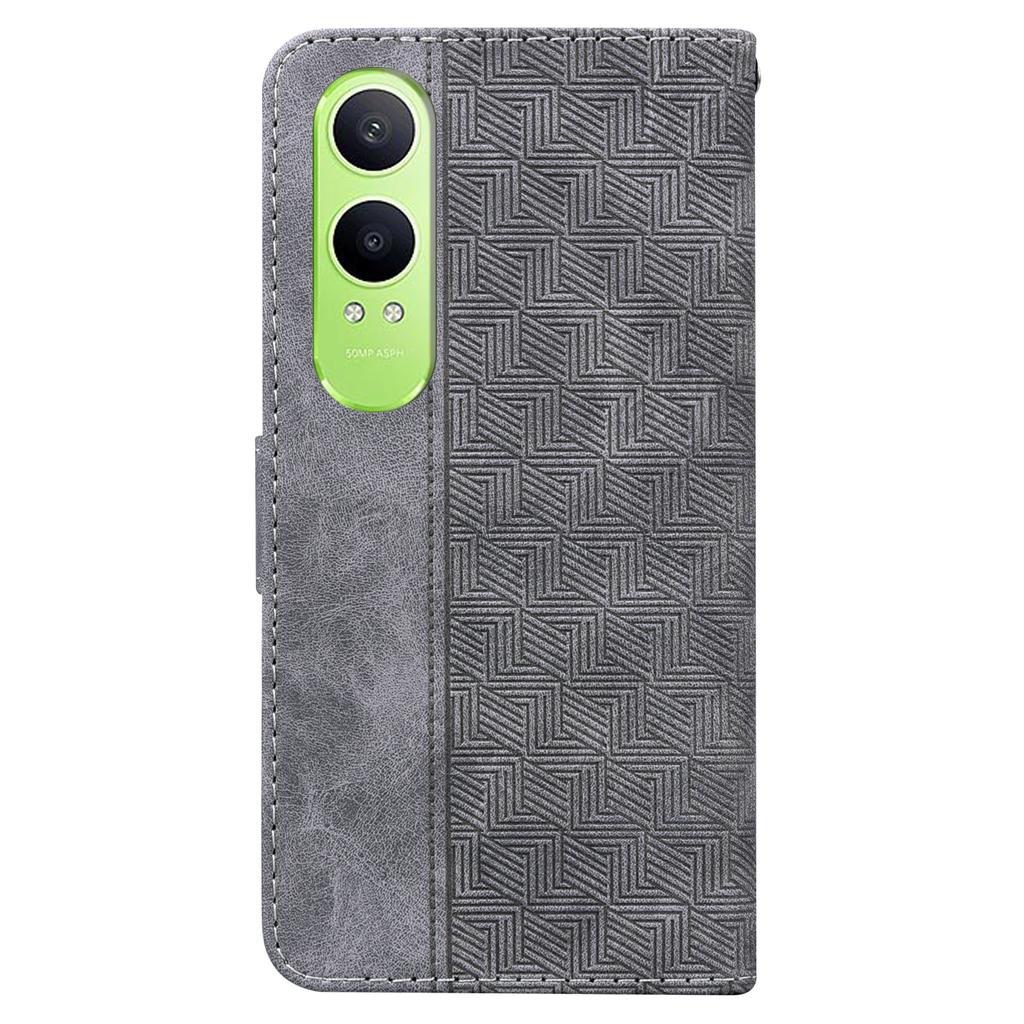 Für OnePlus Nord CE4 Lite 5G/Oppo K12x 5G (China) Hülle PU-Leder Geometrie Prägung Brieftasche Handyhülle