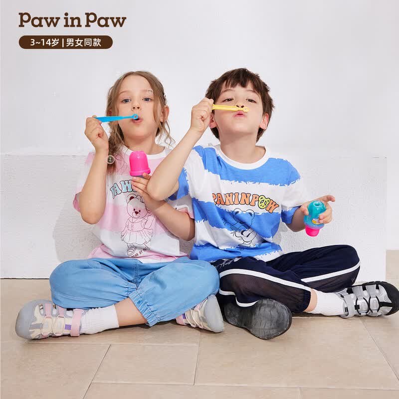 

PawinPaw Kids 2026 Summer Cartoon Bear Short Sleeve T-Shirt 36