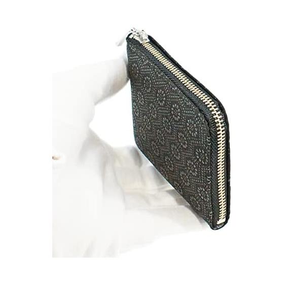 Inden-ya Inden Coin Case F-Coin Case 08 Deer Leather Black Base X Black Lacquer Tortoiseshell Pattern 1008-01-003