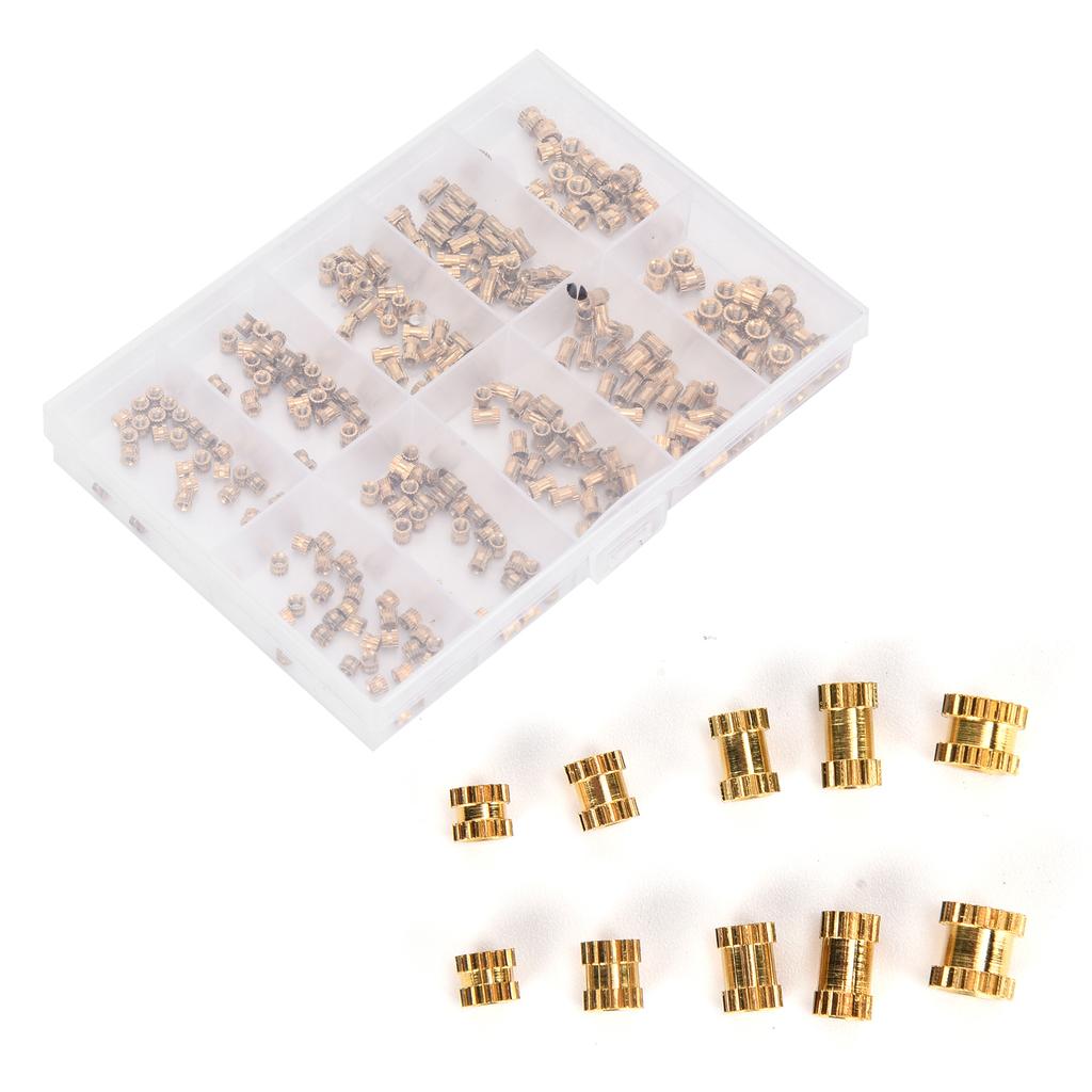 280Pcs Brass Knurled Nut Threaded Insert Embedment Fasteners M2 M2.5 M3 Assortment Kit