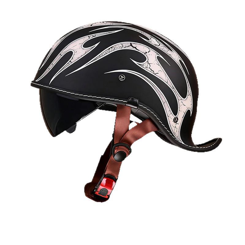 

Retro American-Style Flip-Up Motorcycle Half Helmet for Men & Women – Lightweight, Breathable, Summer Cruiser Skull Cap 3XL