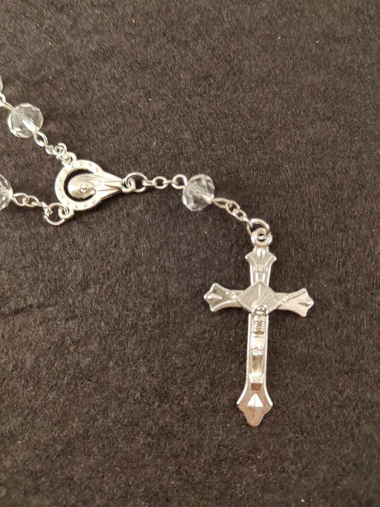Hot selling pink crystal cross prayer bead pendant necklace and bracelets jewellry set for Christian