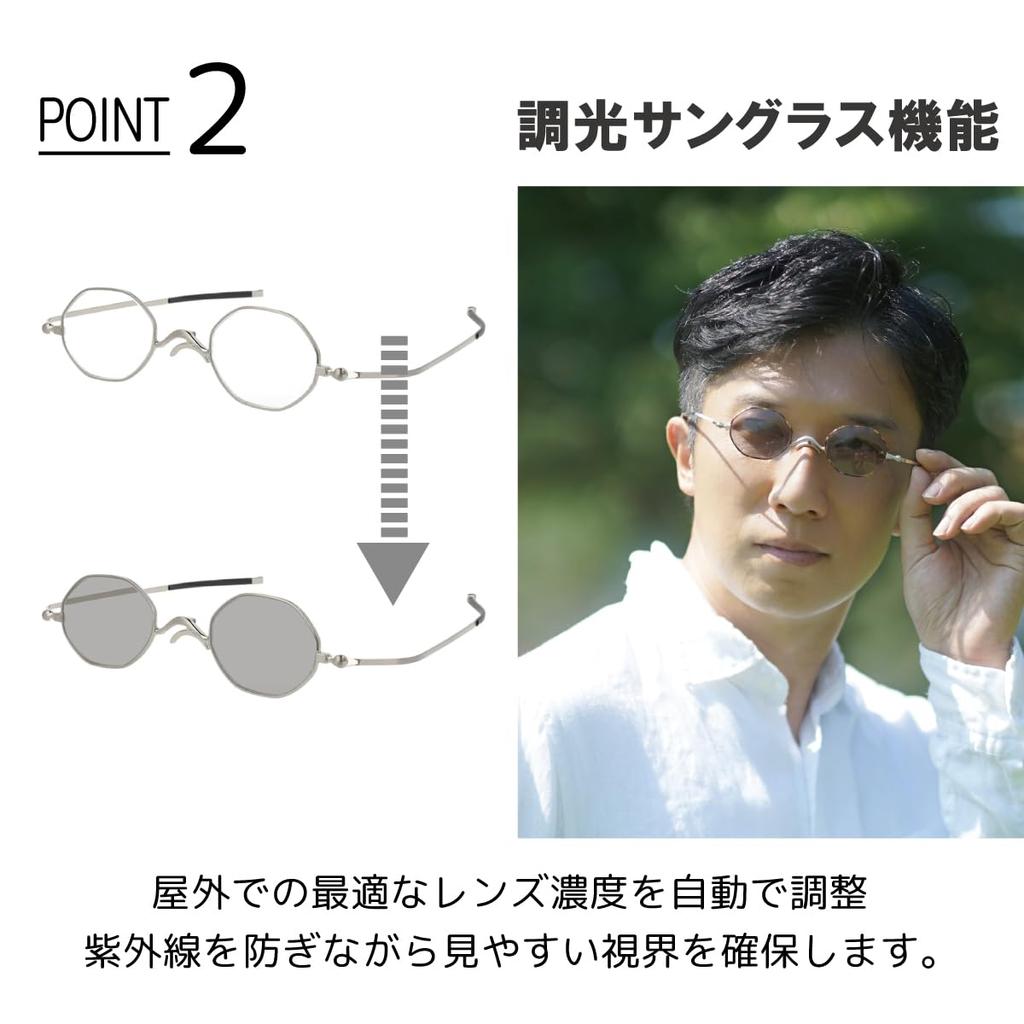 Shiori Reading Glasses Black Octagon Bifocal Photochromic Progressive Lenses Blue Light Cut Sabae Manufacturer Design [SHIORI] SI-08R-3 +1.50