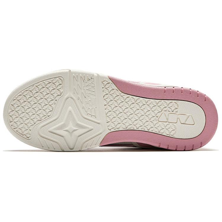 Anta Aojie Comfortable Versatile Wear-Resistant Lightweight Increased Height Low-Top Skate Shoes Women sneaker White Pink 122518040-11