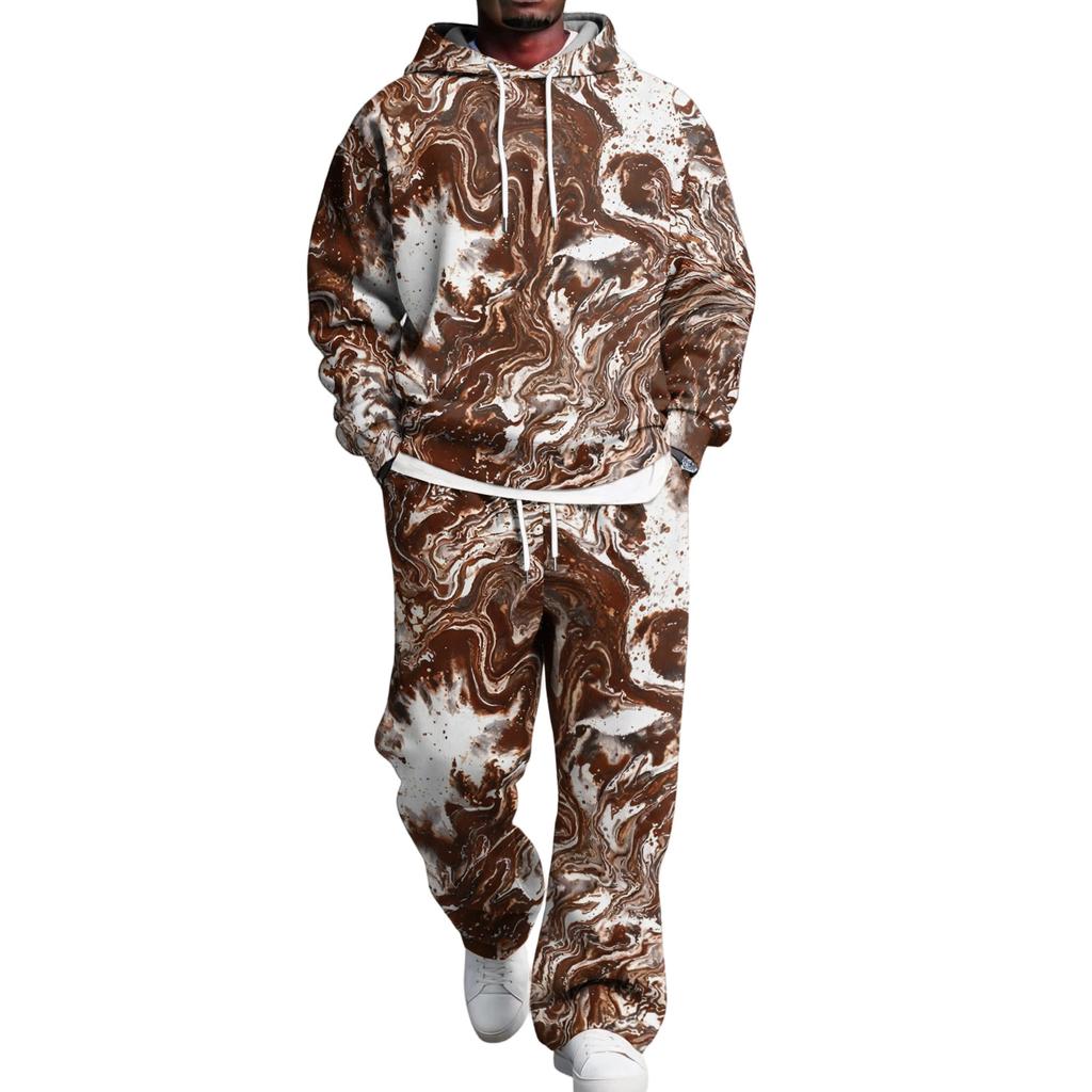 Men's Hoodie and Sweatpants Set with Elastic Waist, Casual Two Piece Outfit