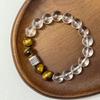Crystal Beaded Bracelet for Women Natural Tiger Eye Stone 10mm Round Beads Bangle DIY Beading Jewelry Gifts