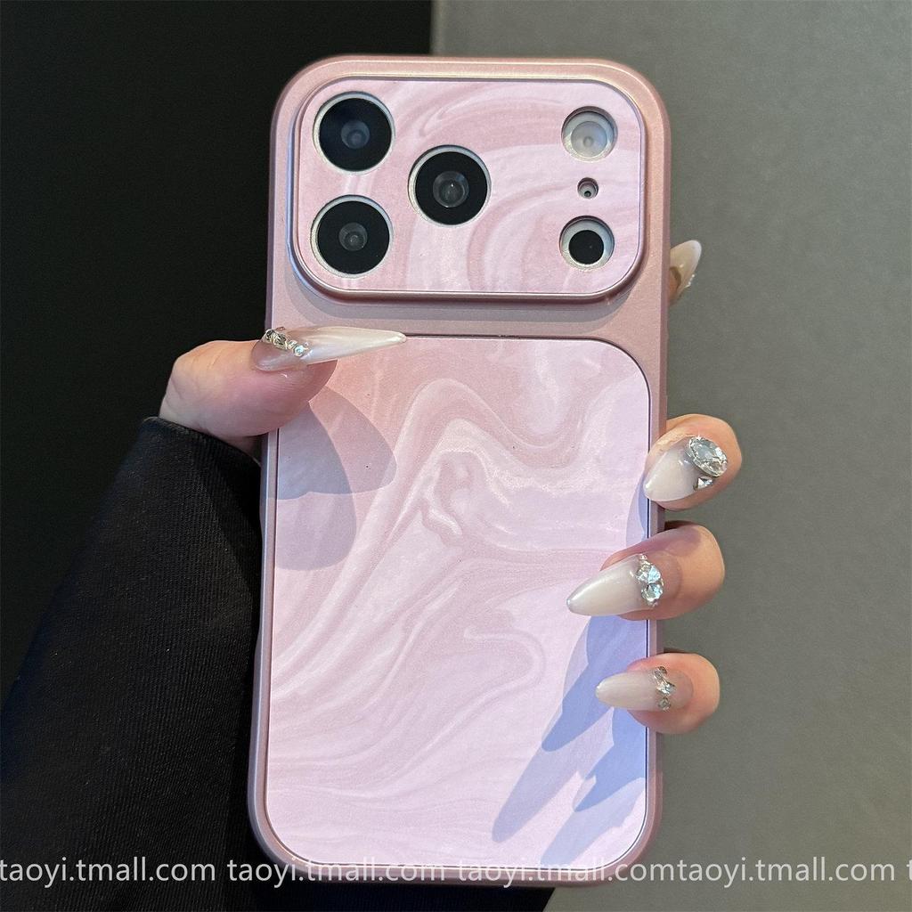 iPhone 17 Pro Max Velvet Water Ripple Texture Case, Large Window, Sticker Skin for Apple 16 Cover