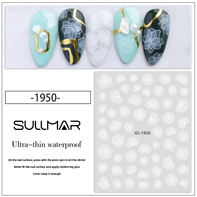 Summer Camellia Clear Flower Stickers for Nail Art - White and Ice Transparent Floral Decals