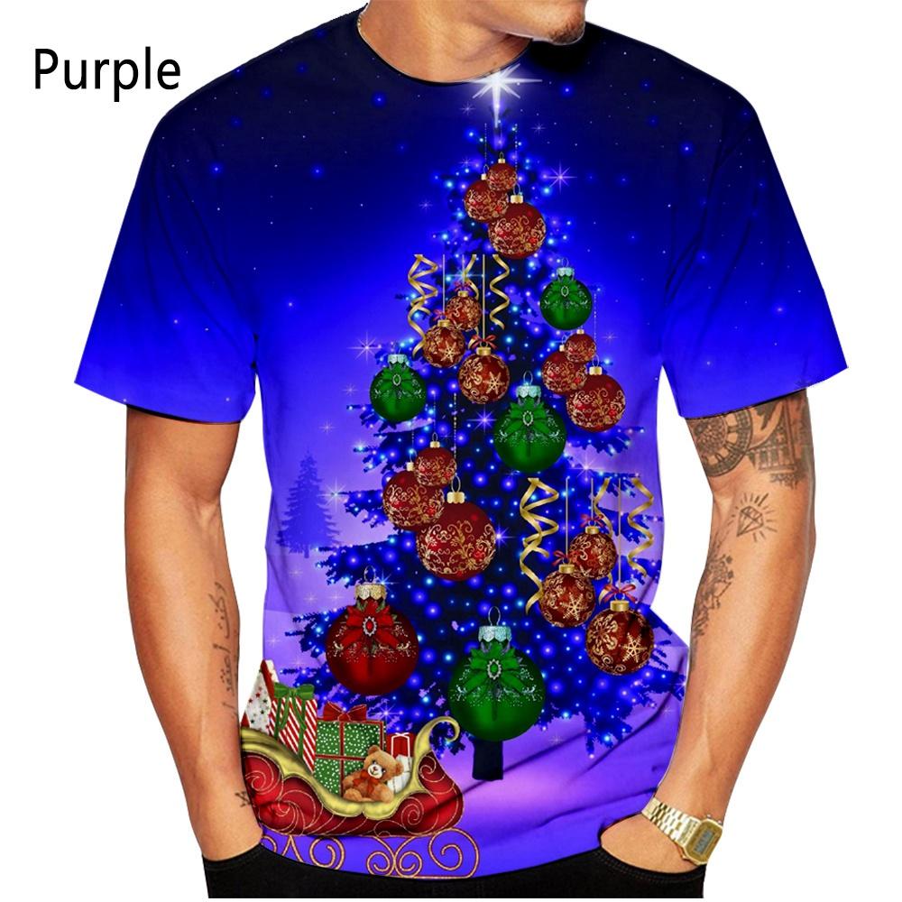 2025 Men's Christmas T-Shirt Santa Claus Short Sleeve 3D Print Cool Christmas Eve T-Shirt