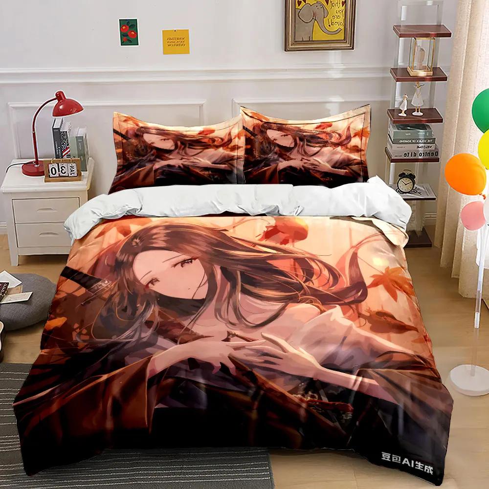 "Samurai Anime Decor Set" Multiple sizes kid's and adults' bedroom Exquisite 3PC bedding set, gift