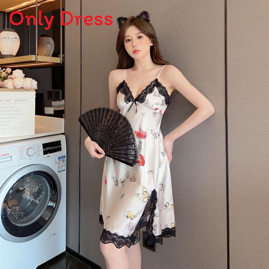 V Neck Sleeveless Sleepwear For Women With Floral Prints Summer Comfortable Ice Silk Nightdress For Young Ladies