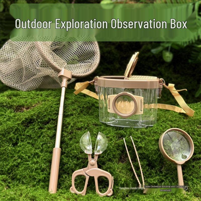 Kids' Outdoor Adventure Insect Observation Kit with Magnifying Glass, Butterfly Net, and Exploration Tools