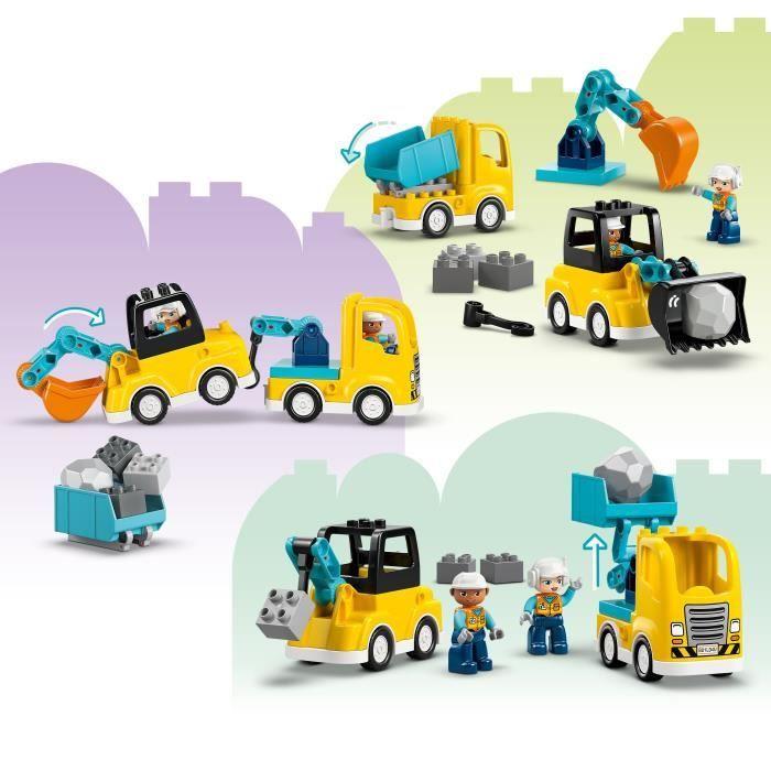 LEGO DUPLO Ma Ville 10475 Les Véhicules de Chantier 3-en-1 - Jeu Interactif dès 2 ans
