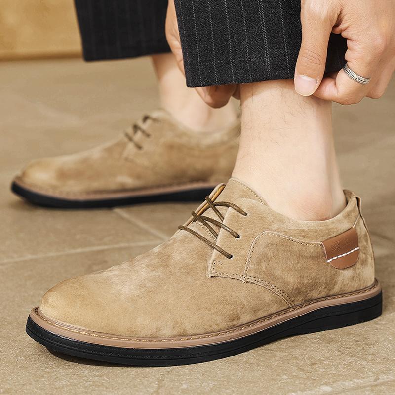 Zapatos Oxford clásicos de cuero genuino para hombres, zapatos planos, zapatos casuales de cuero de ante cómodos, mocasines, zapatos de negocios para hombre