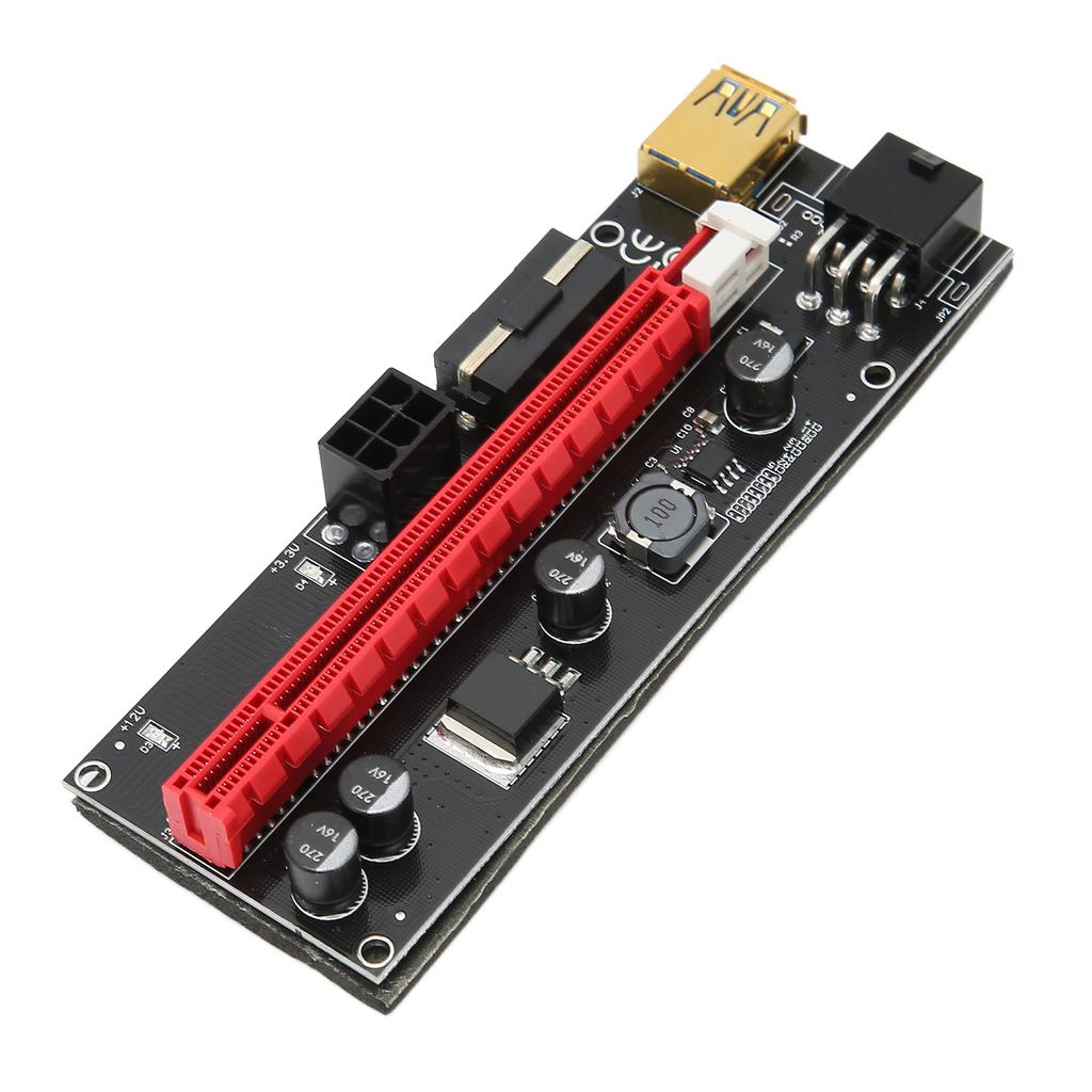 PCIE Riser 4 FP Capacitors 6P Interface Effective Protective Practical Adapter Card for Enhancing Power Supply