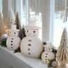 Terracotta Snowman Decor Handcrafted Resin Snowman Figurines Christmas Holiday Rustic Winter Tabletop Decor