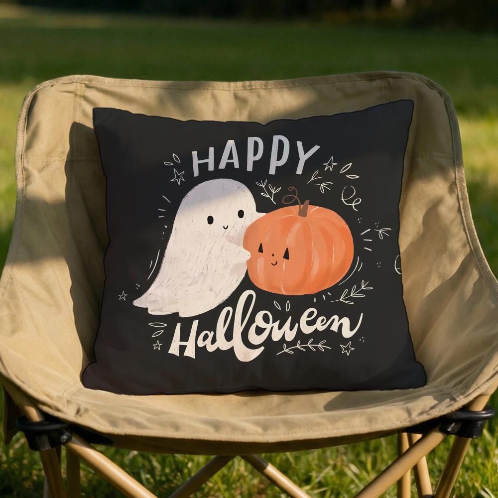 Halloween cute ghost Cushion Cover Soft Reversible  Durable Pillow Cover  MultiScene Use for Home  Car Daily Comfort