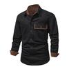 Men's Solid Pocket Work Shirt Men's Casual Fashion Trucker Shirt