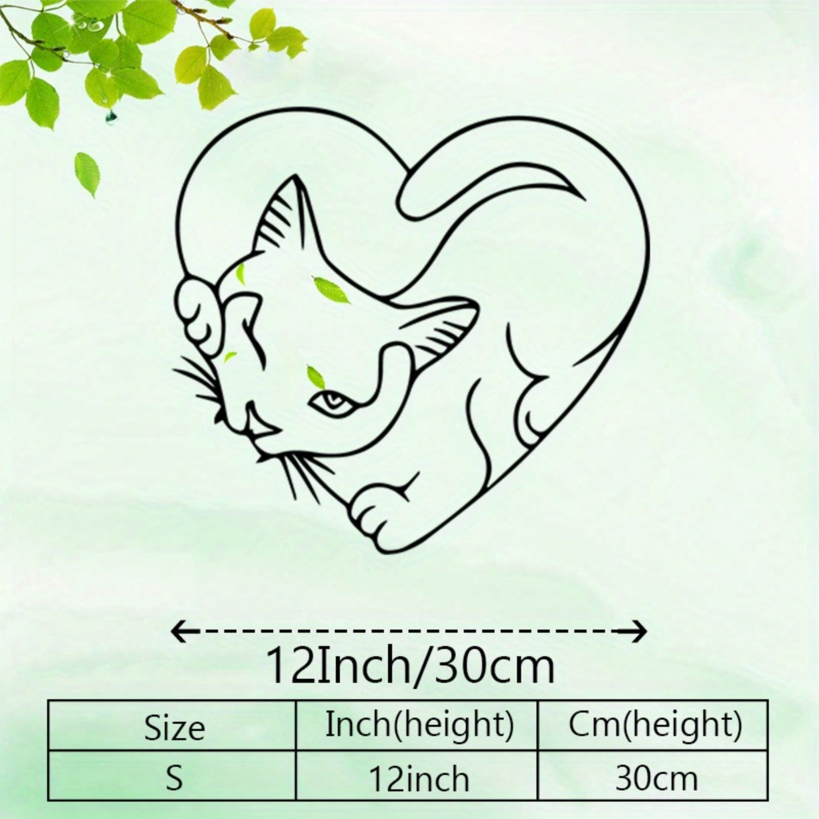 Metal Cat Heart Wall Art Minimalist Silhouette Sculpture Modern Pet Decor Gift