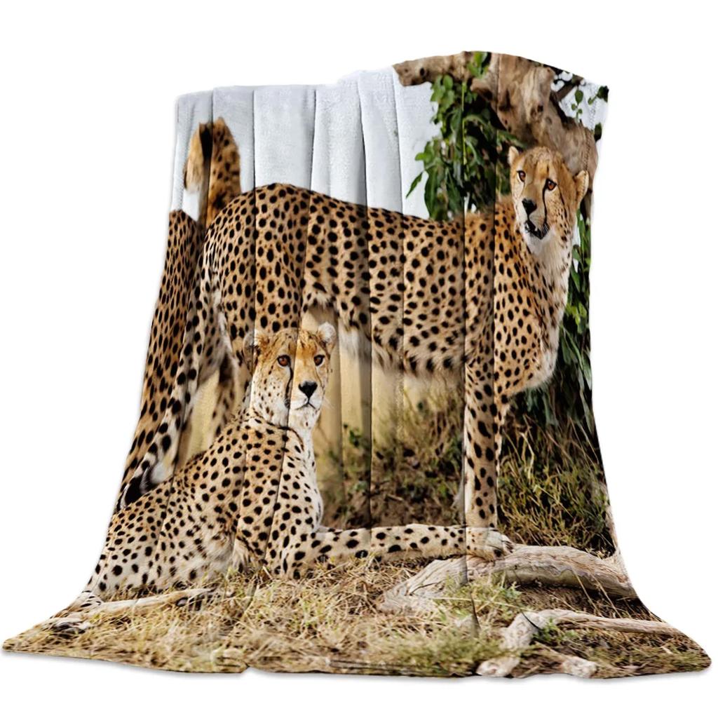 Wild Animal Cheetah Flannel Fleece Bed Blanket Bedspread Bed Cover Soft Lightweight Warm Cozy Throw Blanket Twin Queen King Size