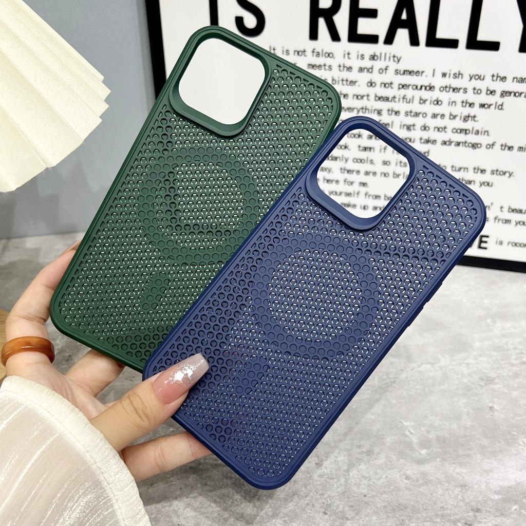For MagSafe Magnetic Honeycomb Mesh Phone Case For iPhone 17 Pro Max 16 15 14 Plus 13 12 11 Heat Dissipation Shockproof Cover