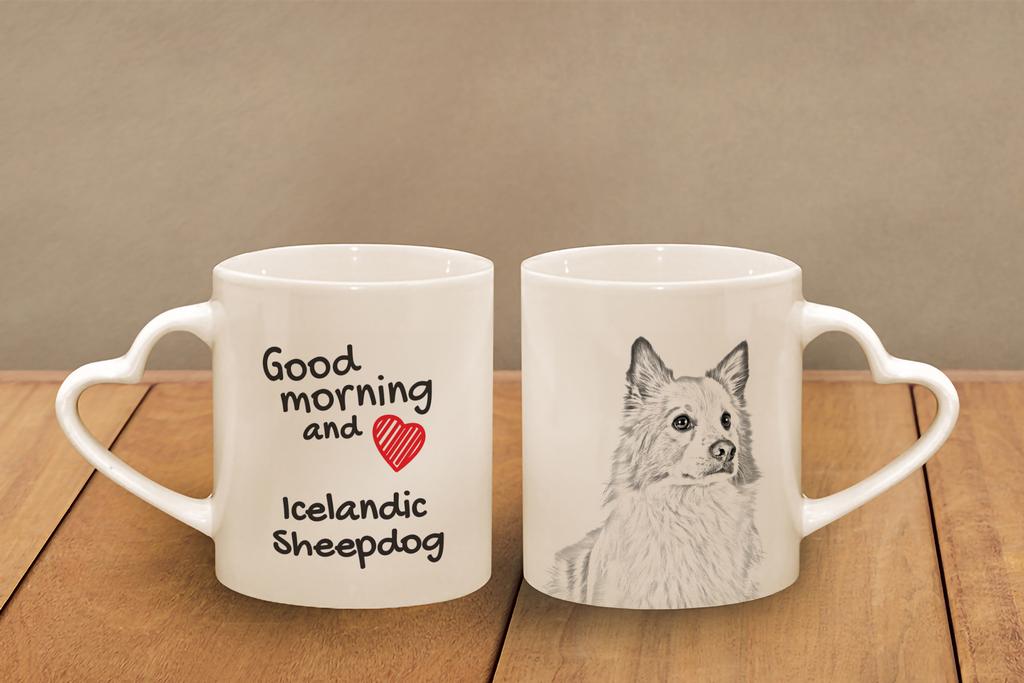 Icelandic Sheepdog, Icelandic Spitz, Iceland Dog - Cup with a Dog, Adorable Cup with a Heart-shaped Handle, Universal Gift from the Art-Dog Brand