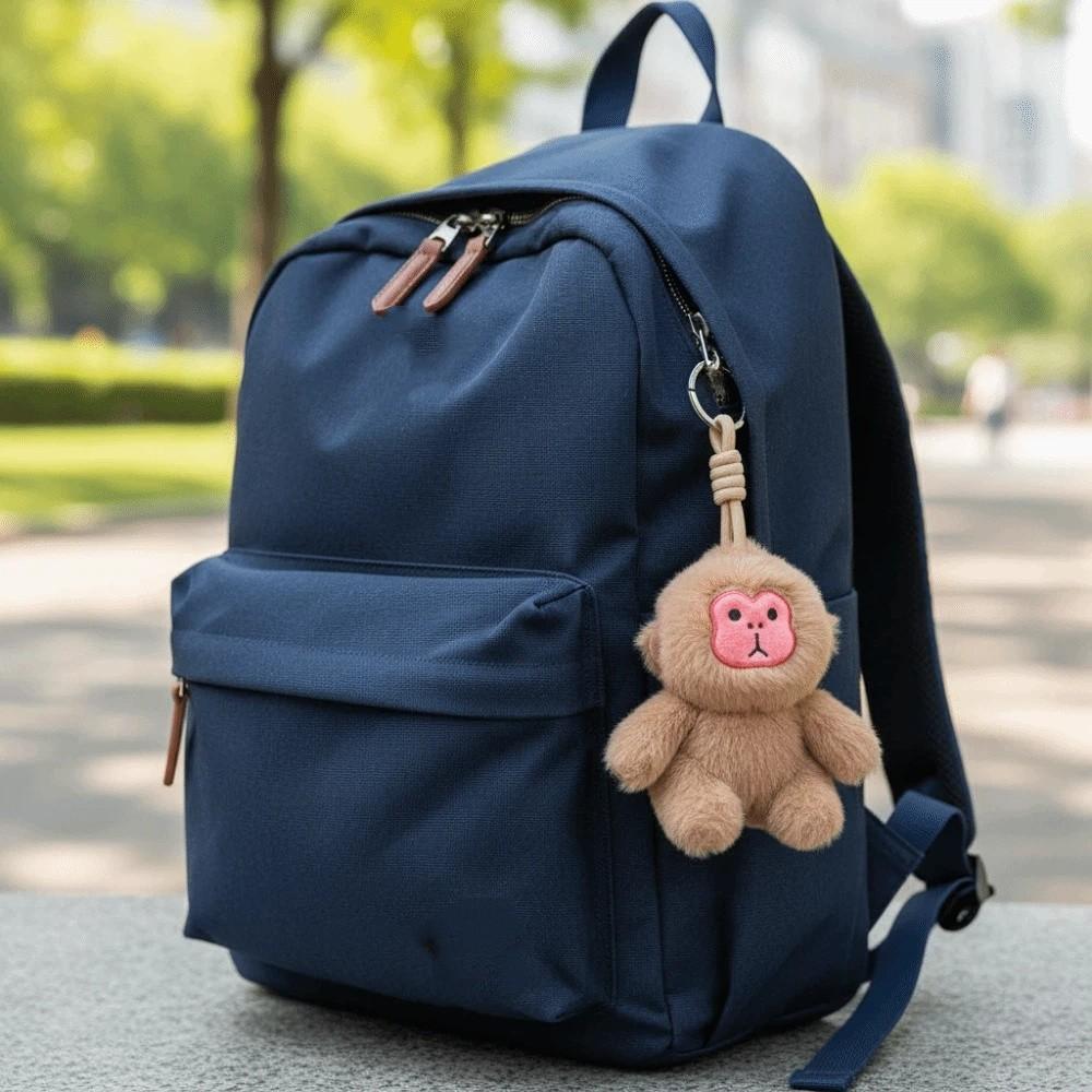 White Faced Saki Monkey Plush Pendant Stuffed Animals Monkey Car Pendant  Backpack Decoration