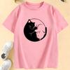 Cute Cat Graphic Kids Tshirts Summer Short Sleeve Tees Cartoon Animal Boys Girls Clothes Kawaii Kitten Tops Y2K Children T-shirt