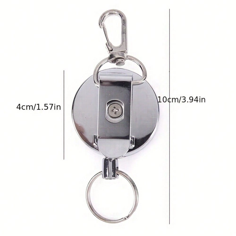 1pc Retractable Key Holder, Heavy Duty Metal Key Reel Badge Holder Telescopic Rope Pull Key Chain Keychain Card Holder With Belt Clip