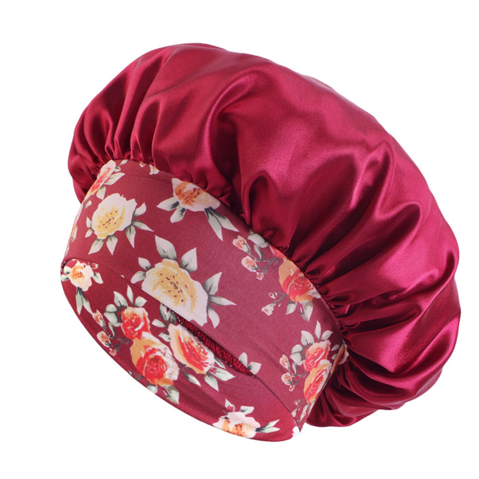 

Ethnic Print Satins Sleep Hat Hair Protecting Night Hat Women Thick Hair Bonnet for Long Hair Women вино красного
