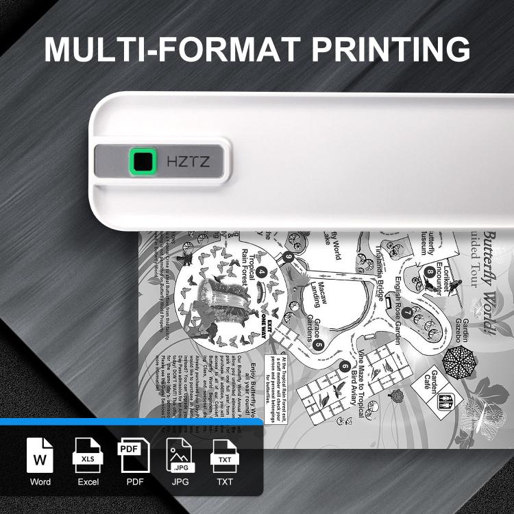 Wireless Rechargeable Thermal Printer Supports 2-inch to 8.5-inch Paper for PDF, Files, Images, and Tattoo Paper