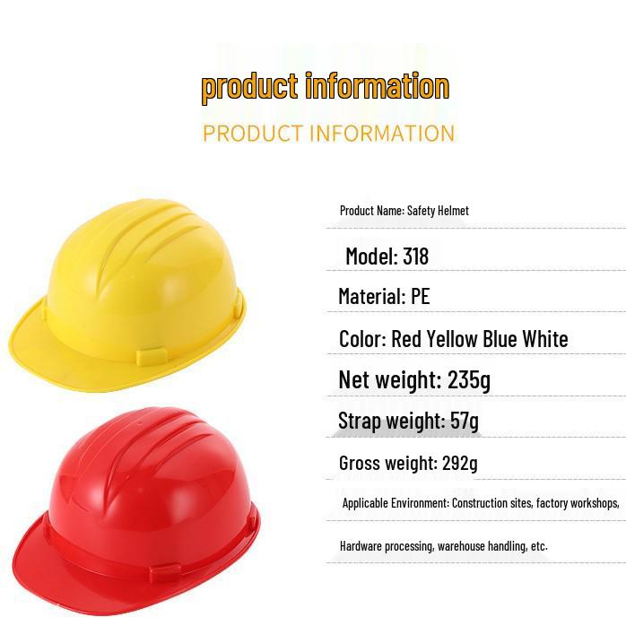 Cross-border Construction Site Safety Helmet with 6-Buckle PE Plastic and Sun Visor, Dustproof and Logo Customizable