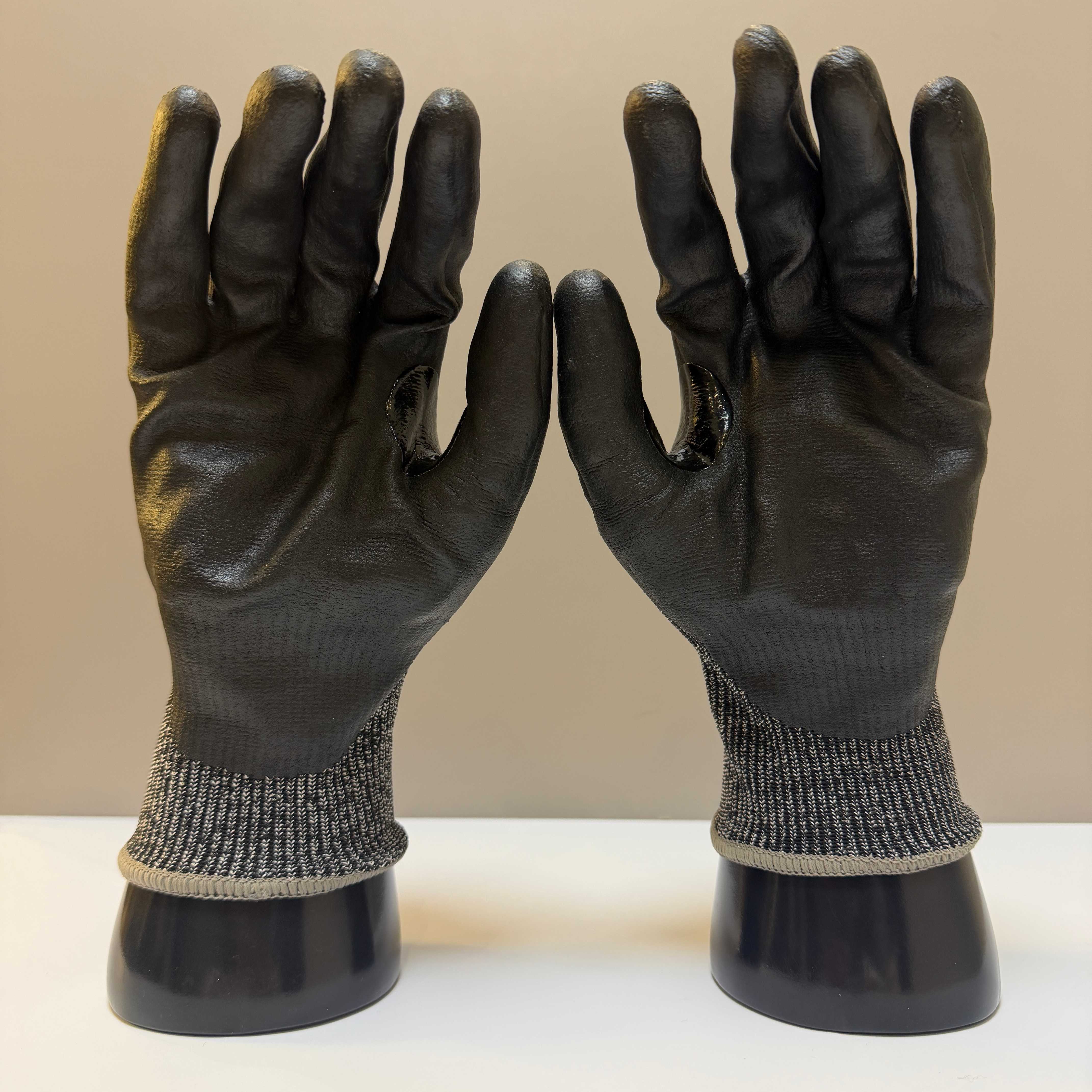 Level 5 HPPE Cut Resistant Black Nitrile Foam Coated Safety Gloves with Oil Grip for Industrial Construction Work (Black,Customized Size)