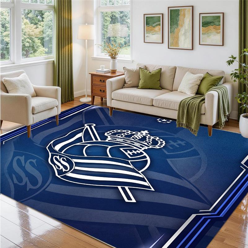 Real Sociedad FC Design Crystal Velvet Rug Soft Decorative Mat for Bedroom Entrance