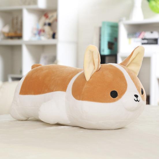 40cm Corgi Dog Plush Pillow PP Cotton Filling Cute Lying Down Puppy Doll Plushies Companion Sleep Pillow Puppy Plush Toy Stuffed Animal Doll Birthday