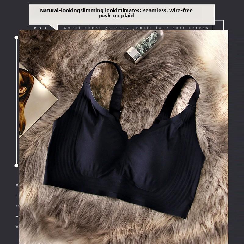 

Ультратонкий мягкий поддерживающий гелевый бюстгальтер для женщин с большой грудью, маленький и бесшовный без косточек, собранный и поддерживающий бюстгальтер M чёрный