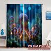 2pcs   2D FLAT PRINTING Curtains (Without Rod) Glowing Octopus Popular Pattern Curtains Yarn Curtains Thermal Insulation   and