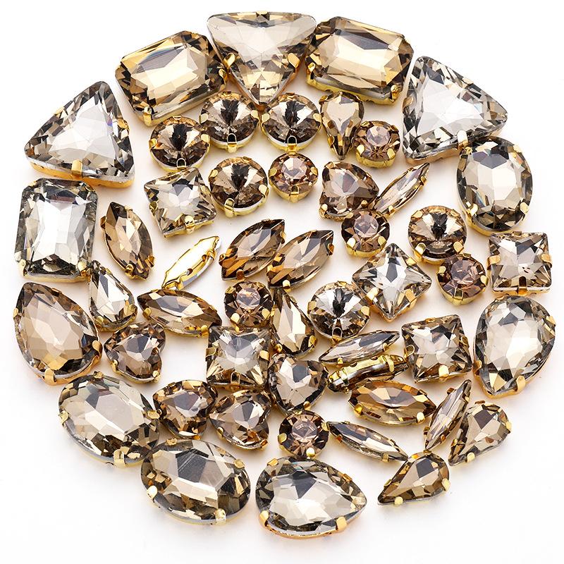 50 Perle di Cristallo a Griffa Singola da Cucire a Mano Trapanino Accessori Fai da Te per Abbigliamento Accessori Matrimonio Trapanino a Griffa da Cucire a Mano con Fori Perline Strass da Cucire