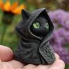 Статуэтка кошки с капюшоном из смолы, таинственная фигурка черной кошки в готическом стиле, мини-скульптура кошки для столешницы, украшение на Хэллоуин, подарок для любителей кошек