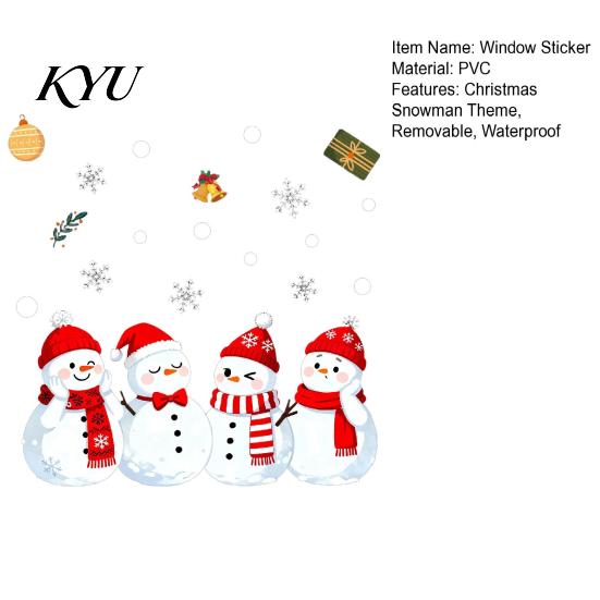 Snowman Glass Decals 1/2 Sheets Christmas Window Cling, Cartoon Decorative Holiday Decorations Sticker, Waterproof Static Decal for Winter Party