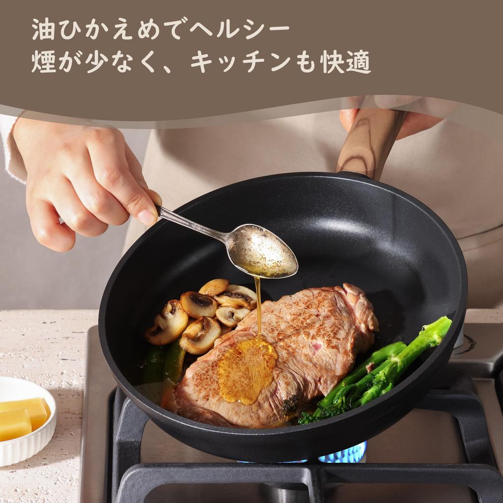 SENSARTE 26cm Non-Stick Frying Pan IH Gas Stove All Heat Sources Less Likely to Burn 5-Layer Swiss Coating PFOA Free Easy Clean High Heat Efficiency