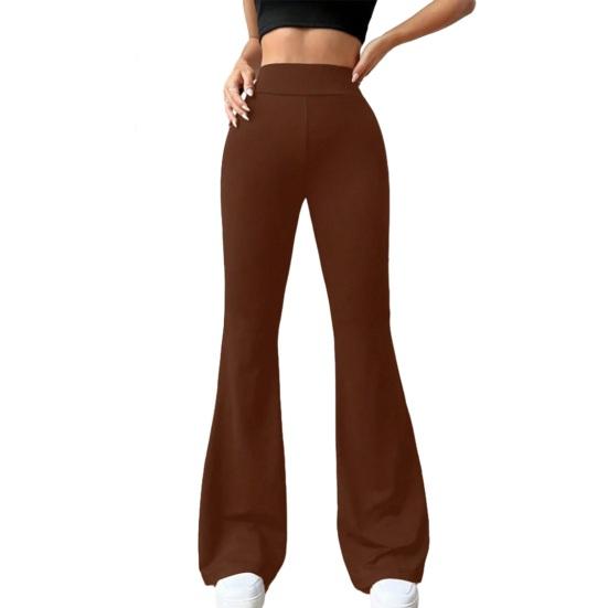 

Женские брюки с высокой талией, узкого кроя, со свободной штаниной, однотонные, для йоги, бега, ходьбы, волейбола, расклешенные, для повседневной носки M