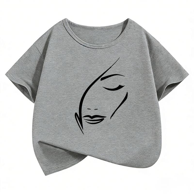 Gothic Vintage Women Face Funny T Shirts Y2k Short Sleeve Kids Childrens Tshirt Boys Girls Summer Spring Casual Top Tee Shirt