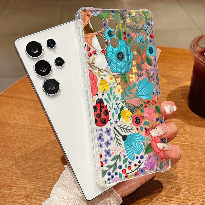 Romantic Garden Pattern Phone Case For Samsung Galaxy S26 S25 S24 S23 Ultra S22 Plus S21 S24 S25 FE Clear Shockproof Soft Cover