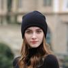 100% High Quality Wool Warm Plush Unisex Knitted Hat with Customizable Embroidery Logo for Autumn and Winter Travel