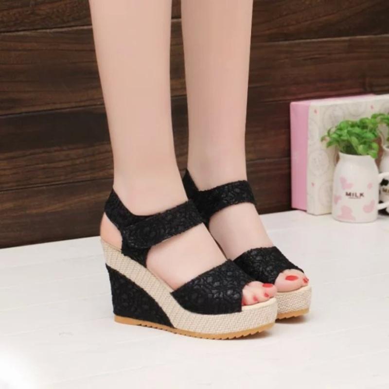 Ladies Fashion Platform Sandals Lace Wedge Sandals Summer Casual Walking Shoes