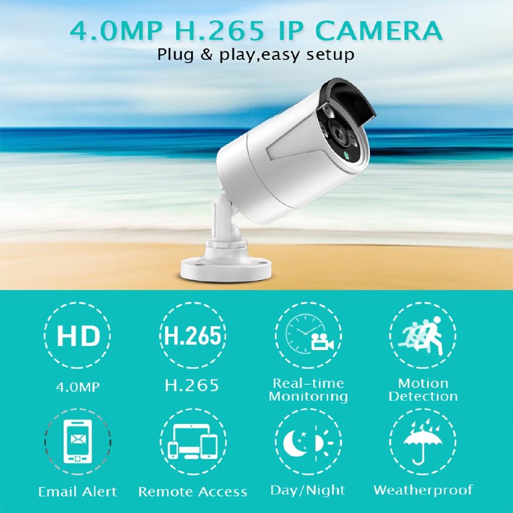 HB624 H.265 4MP 1080P bezpečnostní IP kamera POE ONVIF venkovní IP66 vodotěsná CCTV P2P videokamera