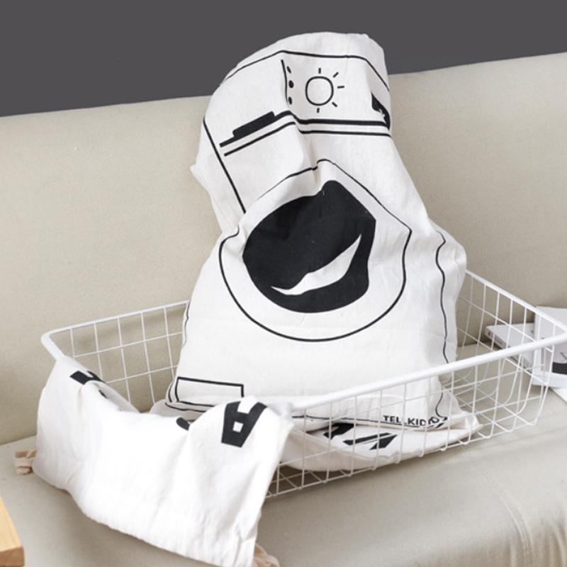 Großer Wäschebeutel Baumwolle Leinen Kordelzug Duffle Stoff Wäsche Aufbewahrungsorganizer für Kleidung Spielzeug Schmutzwäsche Druckbeutel