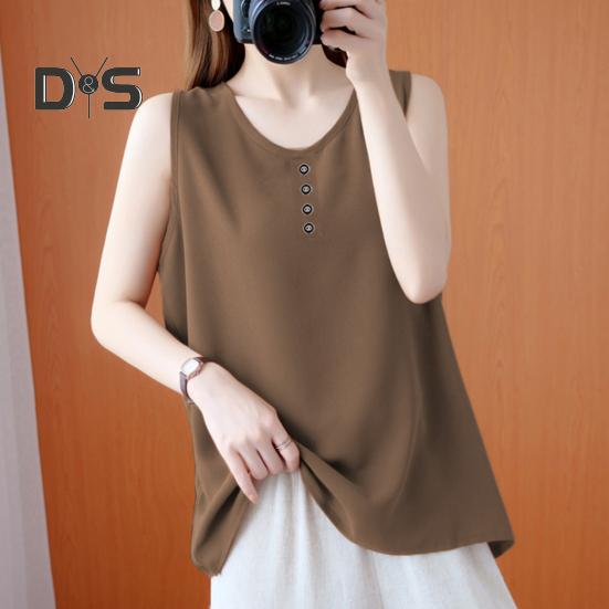 Women Vest O-Neck Sleeveless Solid Color Tank Tops Loose Fit Breathable Casual Vest Holidays Parties Daily Wear